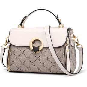 FOXLOVER Small Crossbody Bags for Women, PVC Faux Leather Ladies Monogram Shoulder Bag Satchel Handbag Purse