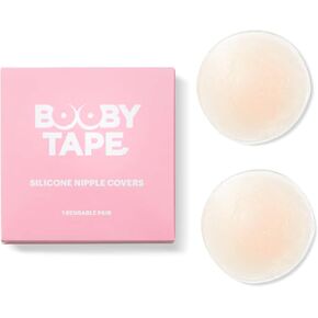 Booby Tape - Nipple Cover, Reusable Nipple Pasties for Daily Wear, Polyester Pasties for Women with Pure Water-Based Acrylic Adhesive, Vegan and Cruelty-Free, 5 cm Each, 5 Pairs Nude in Kuwait
