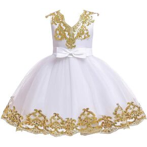 ODASDO Flower Girl Dress Kids Baby Sequin Bowknot Tutu Princess Wedding Bridesmaid Birthday Party Pageant Dress 6M-11T