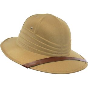 Adult Foam British Pith Helmet - Jungle Safari Zoo Sun Hats - Explorer Postal Guide Hard Helmets - Halloween Costume Accessory, Khaki, One Size