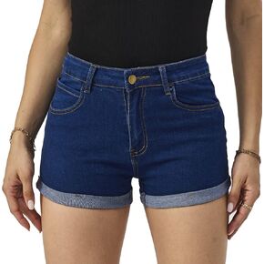 Yyibsones Women's Casual Stretchy Denim Shorts High Waisted Folded Hem Jeans Shorts in Kuwait