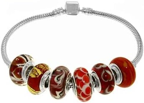 Galaxy Gold GG Genuine Murano Glass Charm Fit Pandora Charm Bracelets,925 Sterling Silver Colored Swirl Rainbow Red Mars Charm Original Glass Bead for Bracelet and Necklace in Saudi Arabia