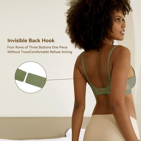 Niidor Seamless Wireless Bra V Neck Invisible Comfort Bra Breathable Wirefree Bralette Thin Soft Everyday Bra for Women in Kuwait