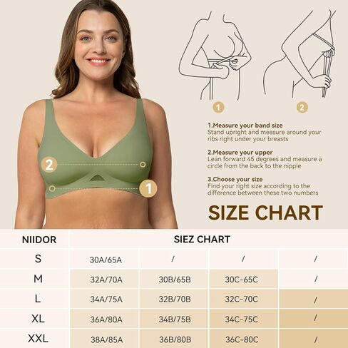 Niidor Seamless Wireless Bra V Neck Invisible Comfort Bra Breathable Wirefree Bralette Thin Soft Everyday Bra for Women in Kuwait