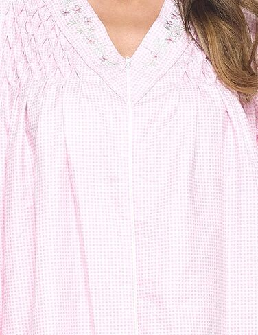 Casual Nights Women's Zip Front Woven House Dress | 3/4 Sleeves Housecoat Long Duster Lounger in Kuwait