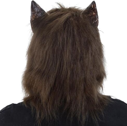 قناع ذئب من منطقة الحفلات للرجال، ملصقات وشم مؤقتة باللون البني الداكن، قناع رعب فروي للوجه بالكامل لحفلات تنكرية للهالوين in Kuwait