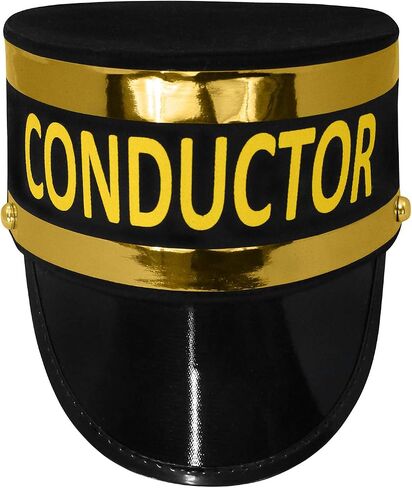 Nicky Bigs Novelties Adult Deluxe Train Conductor Hat - Railroad Engineer Hats - Halloween Costume Accessory, Black Gold, One Size in Saudi Arabia