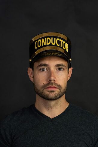 Nicky Bigs Novelties Adult Deluxe Train Conductor Hat - Railroad Engineer Hats - Halloween Costume Accessory, Black Gold, One Size in Saudi Arabia