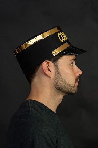 Nicky Bigs Novelties Adult Deluxe Train Conductor Hat - Railroad Engineer Hats - Halloween Costume Accessory, Black Gold, One Size in Saudi Arabia