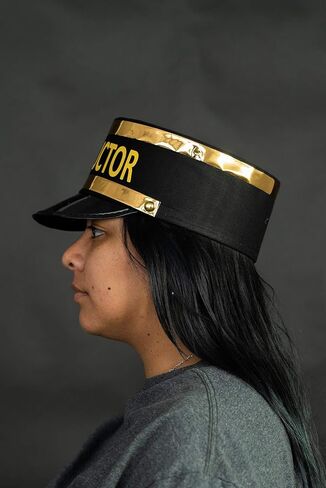 Nicky Bigs Novelties Adult Deluxe Train Conductor Hat - Railroad Engineer Hats - Halloween Costume Accessory, Black Gold, One Size in Saudi Arabia