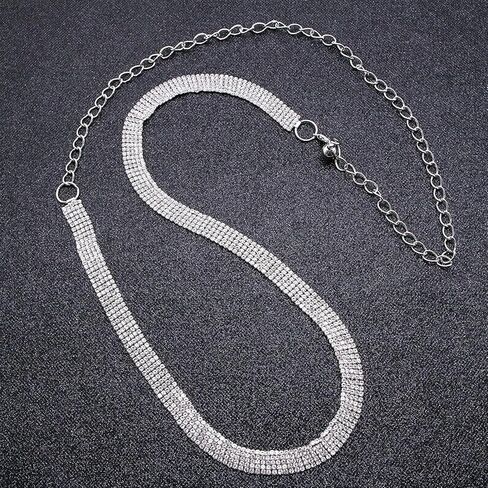 جوكتوب حزام مزين بحجر الراين مقاس 44 انش، حزام مزين بسلسلة كريستال للزفاف، حزام خصر انيق للنساء للفساتين in Kuwait