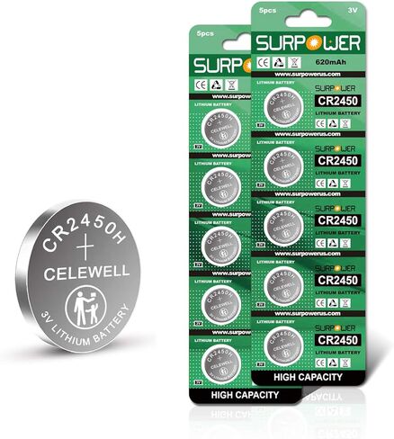 بطارية ليثيوم SURPOWER CR2450 3V DL2450-10 Pack 【ضمان لمدة 5 سنوات】 in Kuwait