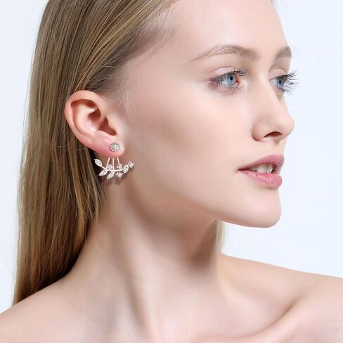 18/21 زوجًا من أقراط الأذن المتعددة على شكل زهرة اللوتس للنساء والفتيات - مجموعة أقراط مسمارية من الخلف بتصميم أنيق من تشيكوسلوفاكيا بار فيروزي in Kuwait