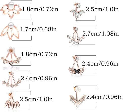 18/21 زوجًا من أقراط الأذن المتعددة على شكل زهرة اللوتس للنساء والفتيات - مجموعة أقراط مسمارية من الخلف بتصميم أنيق من تشيكوسلوفاكيا بار فيروزي in Kuwait