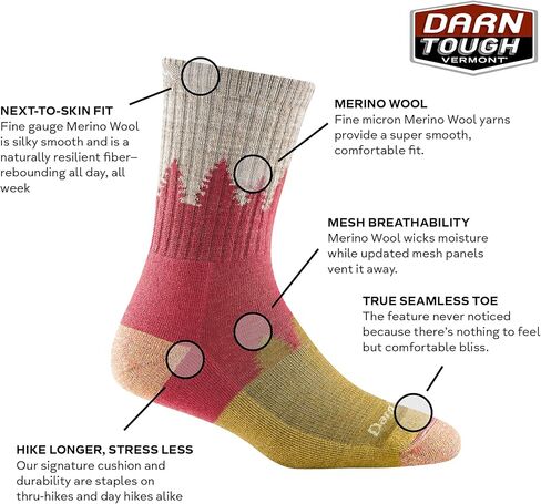حذاء Darn Tough للسيدات للتنزه سيرًا على الأقدام مقاس 1/4 متوسط ​​الوزن مع جورب مبطن للمشي لمسافات طويلة (طراز 1958) - in Kuwait