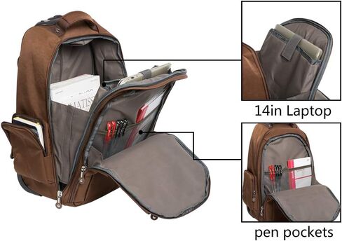 هولي هوم شنطة ظهر للاب توب بعجلات متعددة الوظائف للسفر مقاس 20 انش, بني in Kuwait