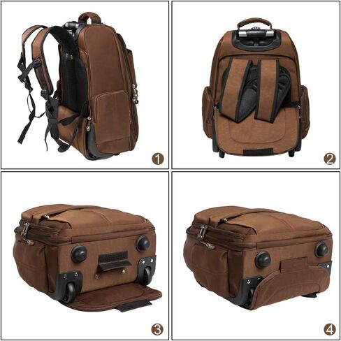 هولي هوم شنطة ظهر للاب توب بعجلات متعددة الوظائف للسفر مقاس 20 انش, بني in Kuwait