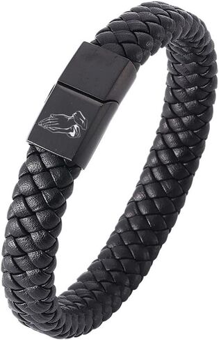 سوار جلدي رمزي للإيمان المسيح يسوع مع مشبك مغناطيسي، ملهم القديسين مايكل/كريستوفر/الصليب/الصليب/Ichthys مجوهرات تميمة اللورد الكاثوليكي لتعميد الكنيسة in Kuwait