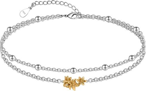 Ankle Bracelets for Women 925 Sterling Silver Anklet Flower/Owl/Sun/Whale/Palm Tree Summer Double Anklet Dainty Adjustable Ankle Bracelet 9 to 10 Inches in Saudi Arabia