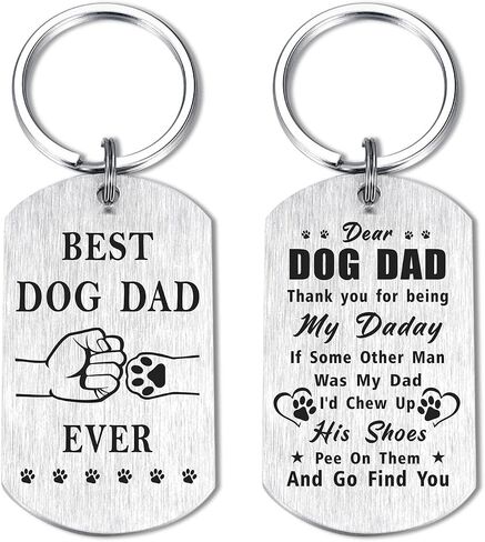Laluminter Best Dog Dad Ever Keychain, Dog Dad Gifts for Men, Fathers Day Christmas Key Chain Ornaments for Dog Lovers in Saudi Arabia