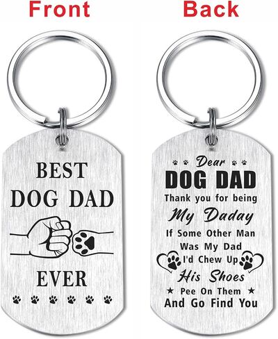 Laluminter Best Dog Dad Ever Keychain, Dog Dad Gifts for Men, Fathers Day Christmas Key Chain Ornaments for Dog Lovers in Saudi Arabia