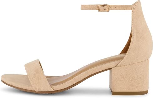 CUSHIONAIRE Alba Mid Block Heel Dress Shoes for Women – Open Toe Ankle Strap Heeled Women's Sandals with Memory Foam Comfort in Saudi Arabia