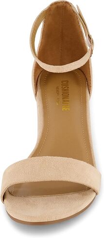 CUSHIONAIRE Alba Mid Block Heel Dress Shoes for Women – Open Toe Ankle Strap Heeled Women's Sandals with Memory Foam Comfort in Saudi Arabia