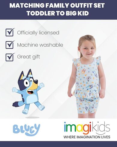قميص وسروال قصير بأزرار سفلية من Bluey Bingo Muffin Hawaiian للأطفال الصغار إلى الأطفال الكبار in Kuwait