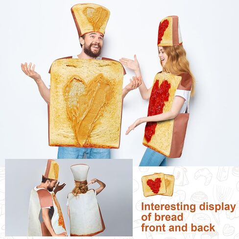 Marsui 2 Sets Couples Halloween Costumes for Adults Peanut Butter and Jelly Costume with Hats Cosplay Funny Food Outfit in Saudi Arabia