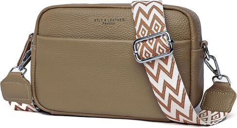 حقائب كروس صغيرة للنساء من أبومي، حقيبة كتف عصرية مصنوعة من الجلد الطبيعي مع حزام عريض قابل للتعديل in Kuwait