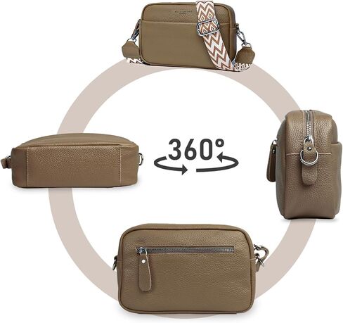 حقائب كروس صغيرة للنساء من أبومي، حقيبة كتف عصرية مصنوعة من الجلد الطبيعي مع حزام عريض قابل للتعديل in Kuwait