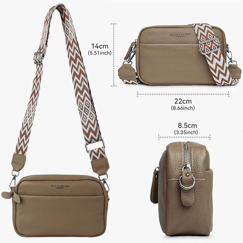 حقائب كروس صغيرة للنساء من أبومي، حقيبة كتف عصرية مصنوعة من الجلد الطبيعي مع حزام عريض قابل للتعديل in Kuwait