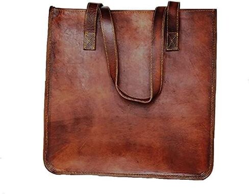 شنطة ماسنجر من الجلد للرجال والنساء من جيه ام دي ارتس - شنطة كتف للاب توب من الجلد المحبب بالكامل تعطي مظهرًا كلاسيكيًا، بني, بني in Kuwait