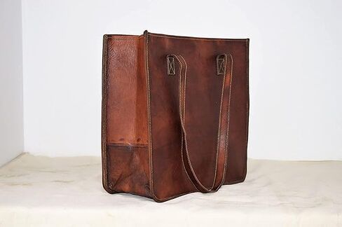 شنطة ماسنجر من الجلد للرجال والنساء من جيه ام دي ارتس - شنطة كتف للاب توب من الجلد المحبب بالكامل تعطي مظهرًا كلاسيكيًا، بني, بني in Kuwait