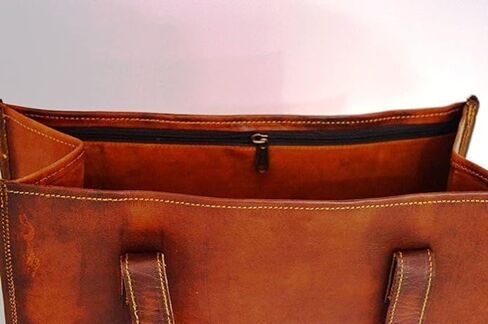 شنطة ماسنجر من الجلد للرجال والنساء من جيه ام دي ارتس - شنطة كتف للاب توب من الجلد المحبب بالكامل تعطي مظهرًا كلاسيكيًا، بني, بني in Kuwait