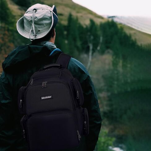 Modoker 18.9 Inch Travel Backpack for Men Computer Backpack with USB Charging Port Laptop Backpacks for Traveling on Airline Carry on Work Backpack Heavy Duty Backpack,Black in Kuwait