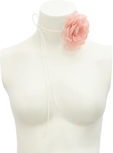 BETHYNAS Vintage Flower Velvet Choker Necklace Gothic Large Lace Rose Neck Chain Long Wrap Collar Tie Floral Women Neck Accessories Bridal Party Jewelry for Women Girls (Style 1-Pink) in Kuwait