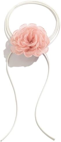BETHYNAS Vintage Flower Velvet Choker Necklace Gothic Large Lace Rose Neck Chain Long Wrap Collar Tie Floral Women Neck Accessories Bridal Party Jewelry for Women Girls (Style 1-Pink) in Kuwait