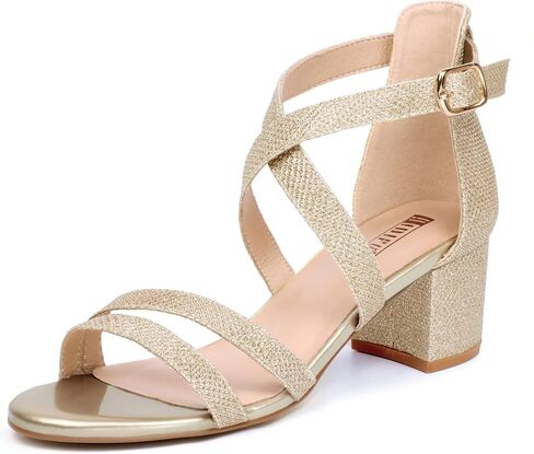 IDIFU Women's Block Low Chunky Heel Strappy Sandals Open Toe Ankle Strap Dress Wedding Evening Shoe for Women Bridal in Saudi Arabia
