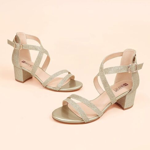 IDIFU Women's Block Low Chunky Heel Strappy Sandals Open Toe Ankle Strap Dress Wedding Evening Shoe for Women Bridal in Saudi Arabia