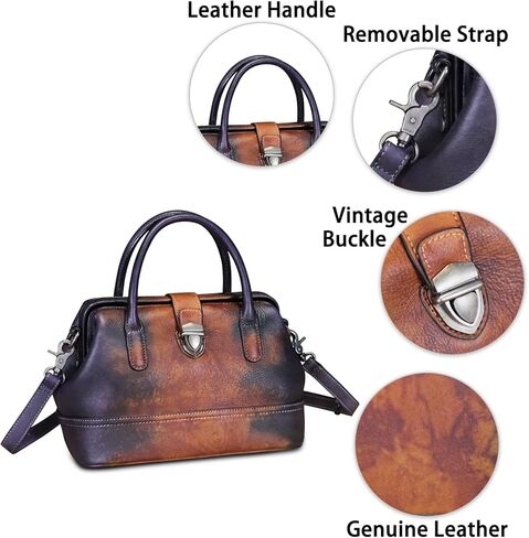 حقيبة يد من الجلد الطبيعي للنساء محفظة بمقبض علوي حقائب يدوية عتيقة حقيبة كروسبودي in Kuwait