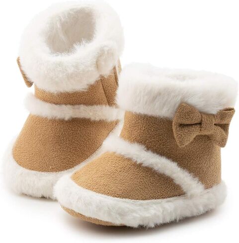 Infant Unisex Warm Fur Lining Soft Boots Baby Winter Ankle Non-Slip Rubber Texture Sole Toddler Winter Snow Crib Shoes in Saudi Arabia