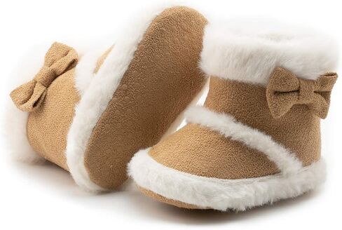 Infant Unisex Warm Fur Lining Soft Boots Baby Winter Ankle Non-Slip Rubber Texture Sole Toddler Winter Snow Crib Shoes in Saudi Arabia