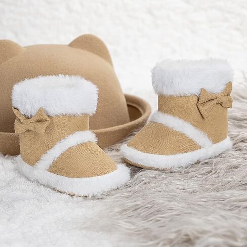 Infant Unisex Warm Fur Lining Soft Boots Baby Winter Ankle Non-Slip Rubber Texture Sole Toddler Winter Snow Crib Shoes in Saudi Arabia