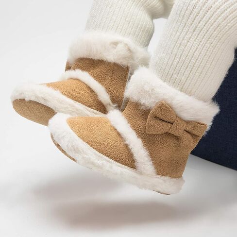 Infant Unisex Warm Fur Lining Soft Boots Baby Winter Ankle Non-Slip Rubber Texture Sole Toddler Winter Snow Crib Shoes in Saudi Arabia
