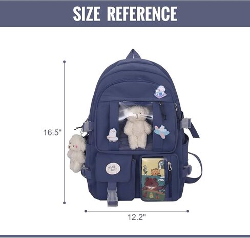 Freie Liebe Kawaii School Backpack for Girls Cute Aesthetic Backpack School Bookbag with Pin and Accessories in Kuwait
