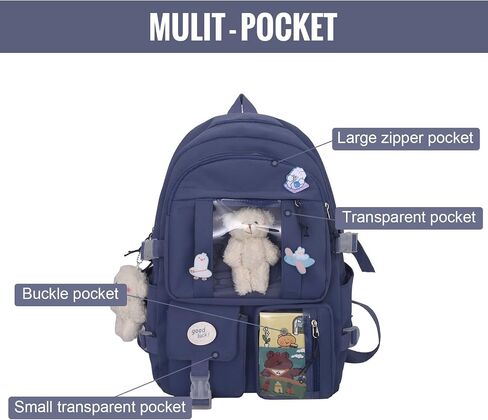 Freie Liebe Kawaii School Backpack for Girls Cute Aesthetic Backpack School Bookbag with Pin and Accessories in Kuwait