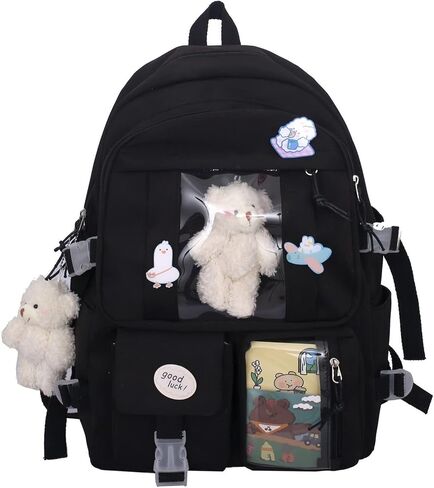 Freie Liebe Kawaii School Backpack for Girls Cute Aesthetic Backpack School Bookbag with Pin and Accessories in Kuwait
