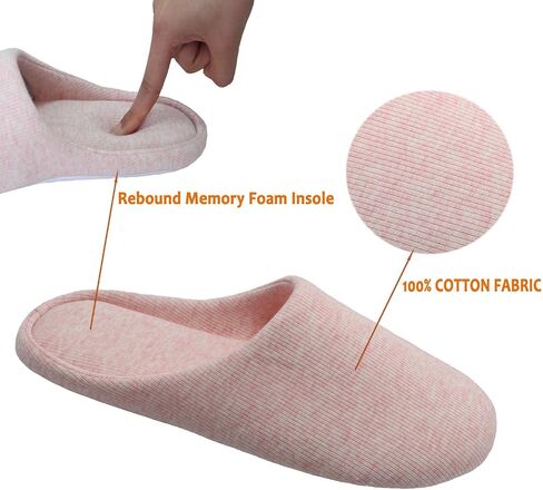ofoot Women's Non-Slip House Slippers - Lightweight Cotton Memory Foam Indoor Slip-On, Machine Washable & Foldable Travel Design for Home, Yoga, Narrow/Wide Fit Options in Kuwait