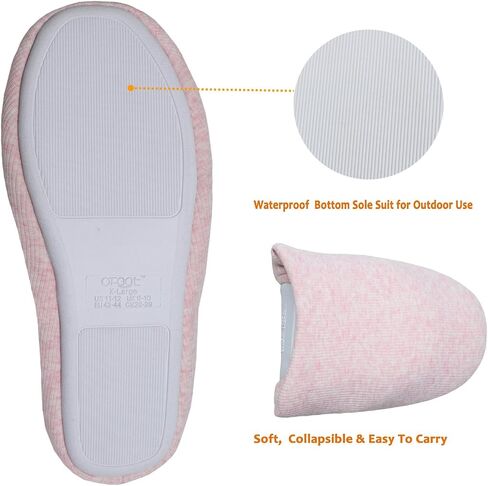 ofoot Women's Non-Slip House Slippers - Lightweight Cotton Memory Foam Indoor Slip-On, Machine Washable & Foldable Travel Design for Home, Yoga, Narrow/Wide Fit Options in Kuwait